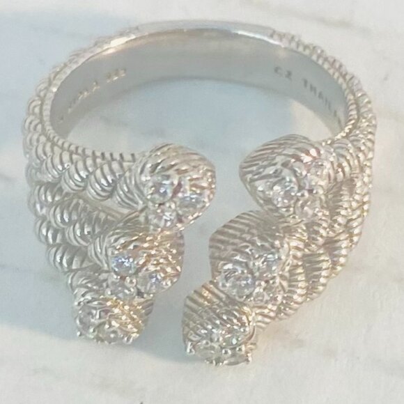 Vintage Judith Ripka Sterling Silver Ring–Leaf-Inspired CZ Design | 925 Thailand - Picture 1 of 10